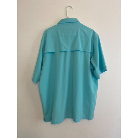 Bimini Bay Men’s Turquoise Fishing Shirt XL Short Sleeve Button-Up 100% Poly - Picture 2 of 5